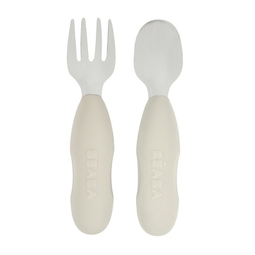 [913581] BEABA Lot de 2 pré-couverts inox (Gris Velours)