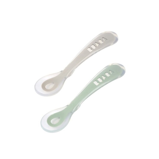 [913628 (ex913554)] BEABA Lot de 2 cuillères 2ème âge silicone avec boite de transport